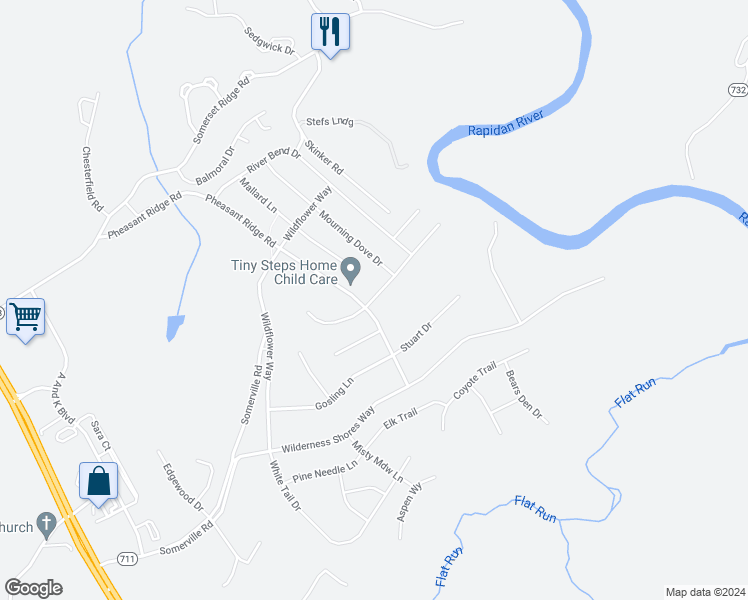 map of restaurants, bars, coffee shops, grocery stores, and more near 35436 Quail Meadow Lane in Locust Grove