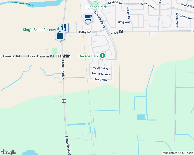 map of restaurants, bars, coffee shops, grocery stores, and more near 4821 Tusk Way in Elk Grove