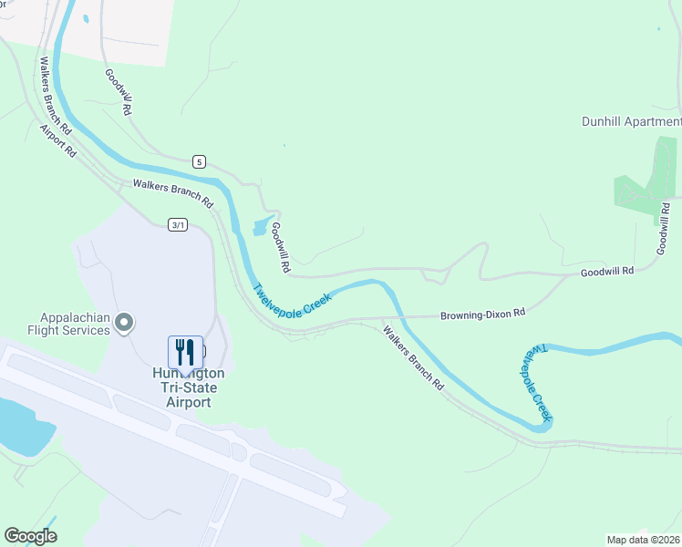 map of restaurants, bars, coffee shops, grocery stores, and more near 1696 Goodwill Road in Huntington