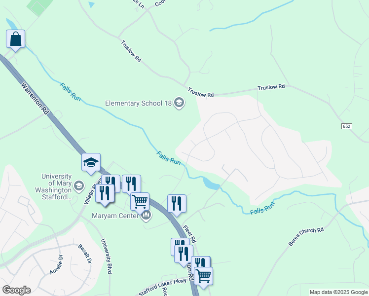 map of restaurants, bars, coffee shops, grocery stores, and more near 4 Gable Court in Fredericksburg