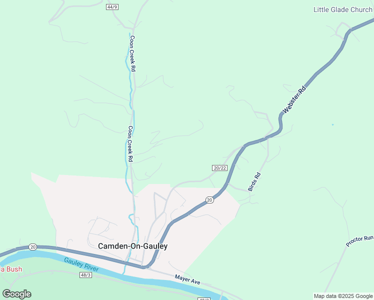 map of restaurants, bars, coffee shops, grocery stores, and more near 99 Moss Drive in Camden-on-Gauley