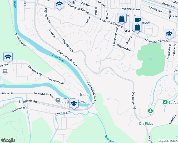map of restaurants, bars, coffee shops, grocery stores, and more near 1285 Highland Drive in Saint Albans