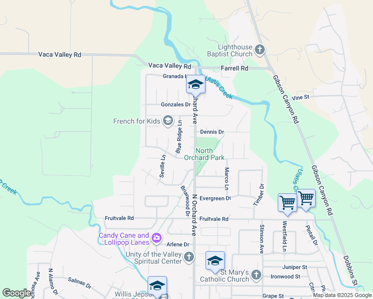 map of restaurants, bars, coffee shops, grocery stores, and more near 512 Corte Alta in Vacaville