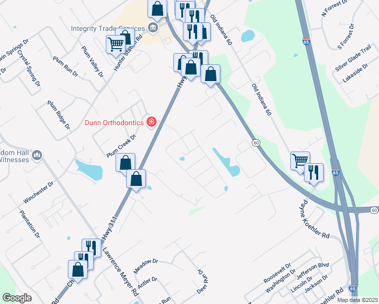 map of restaurants, bars, coffee shops, grocery stores, and more near 7510 Meyer Loop in Sellersburg