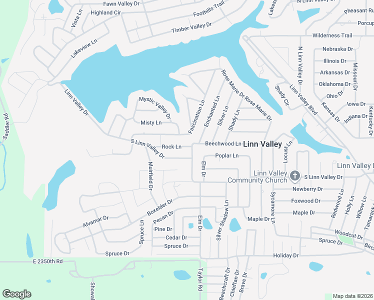 map of restaurants, bars, coffee shops, grocery stores, and more near 2143 Rock Lane in Linn Valley