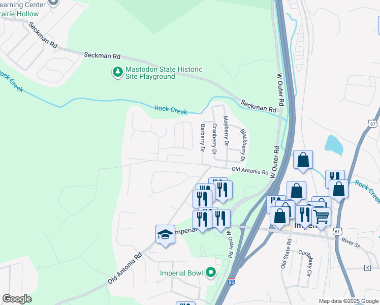 map of restaurants, bars, coffee shops, grocery stores, and more near 1704 Parkside Place in Imperial