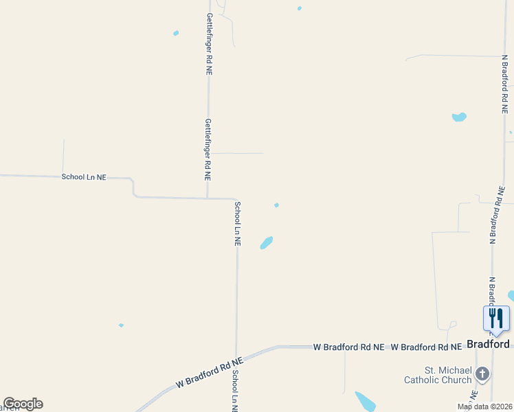 map of restaurants, bars, coffee shops, grocery stores, and more near 11990 School Lane Northeast in Palmyra