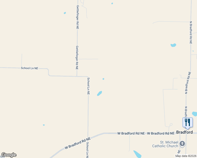 map of restaurants, bars, coffee shops, grocery stores, and more near 11990 School Lane Northeast in Palmyra