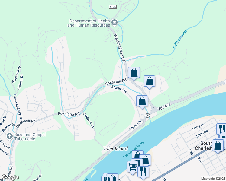 map of restaurants, bars, coffee shops, grocery stores, and more near 145 Moran Avenue in Dunbar