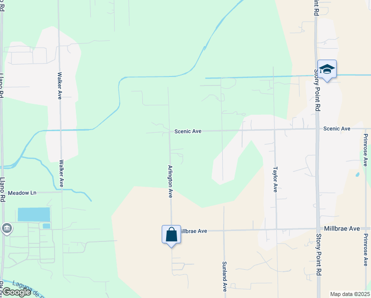 map of restaurants, bars, coffee shops, grocery stores, and more near 4442 Arlington Avenue in Santa Rosa