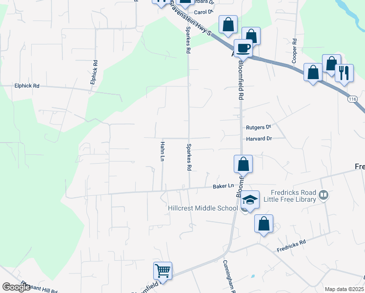 map of restaurants, bars, coffee shops, grocery stores, and more near 625 Sparkes Road in Sebastopol