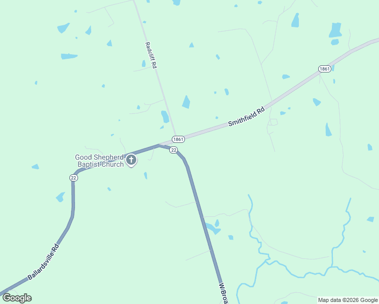 map of restaurants, bars, coffee shops, grocery stores, and more near Ballardsville Road in Smithfield