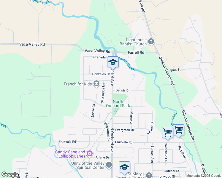 map of restaurants, bars, coffee shops, grocery stores, and more near 572 Corte Cala in Vacaville