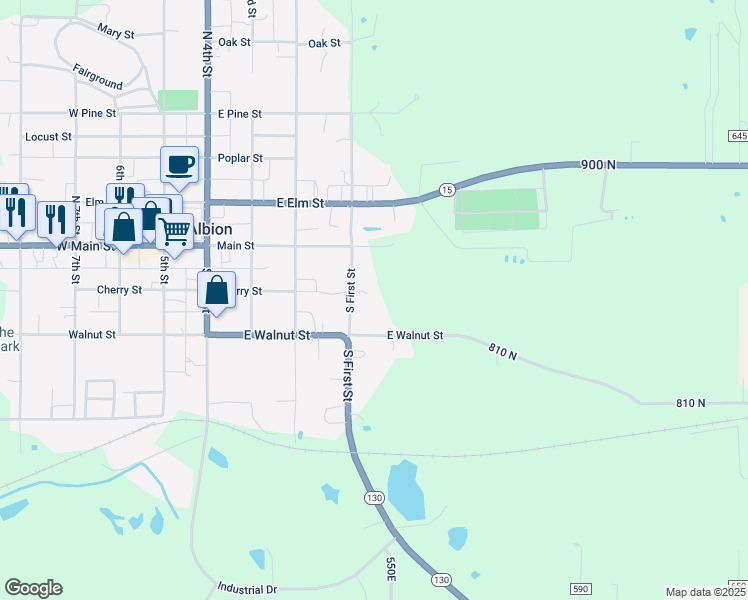 map of restaurants, bars, coffee shops, grocery stores, and more near 473-499 East Walnut Street in Albion