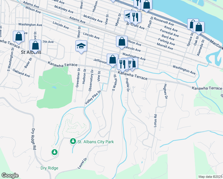 map of restaurants, bars, coffee shops, grocery stores, and more near 864 South Walnut Street in St. Albans