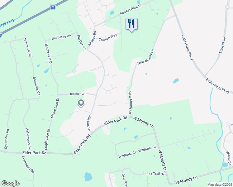 map of restaurants, bars, coffee shops, grocery stores, and more near 2505 Regal Road in La Grange