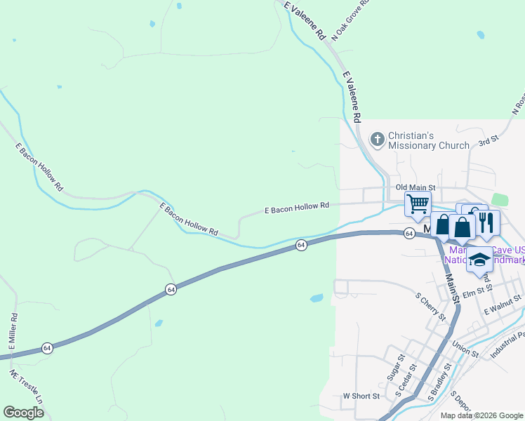map of restaurants, bars, coffee shops, grocery stores, and more near 5510 E Bacon Hollow Rd in Marengo