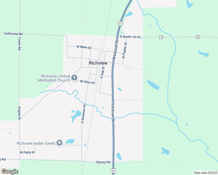 map of restaurants, bars, coffee shops, grocery stores, and more near 323 South Locust Street in Richview