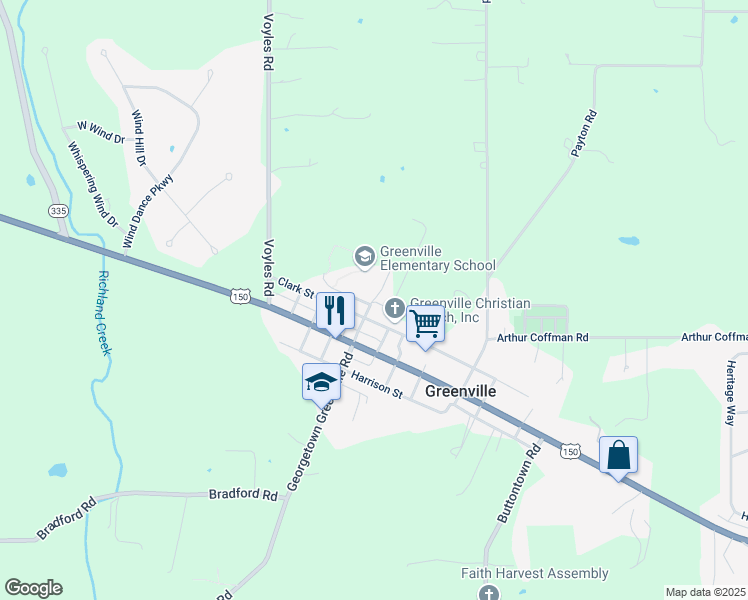 map of restaurants, bars, coffee shops, grocery stores, and more near 7025 Cross Street in Greenville