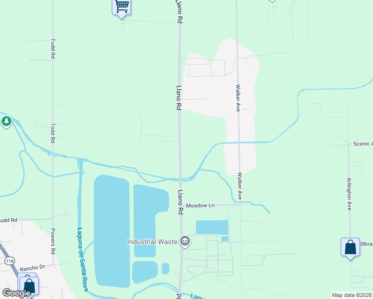 map of restaurants, bars, coffee shops, grocery stores, and more near 3960 Llano Road in Santa Rosa