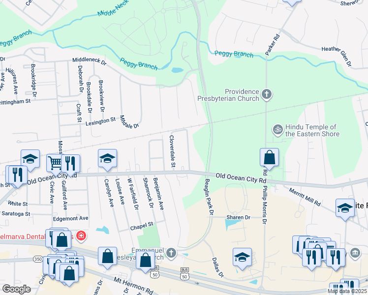 map of restaurants, bars, coffee shops, grocery stores, and more near 112 Roseberry Avenue in Salisbury