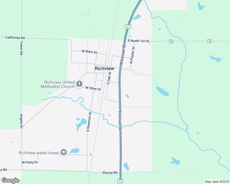 map of restaurants, bars, coffee shops, grocery stores, and more near 323 South Locust Street in Richview