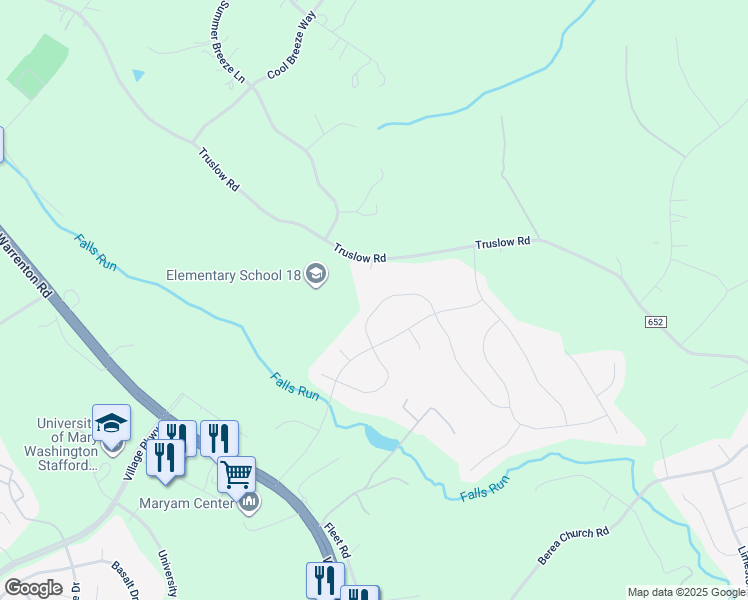 map of restaurants, bars, coffee shops, grocery stores, and more near 13 Baldwin Drive in Fredericksburg