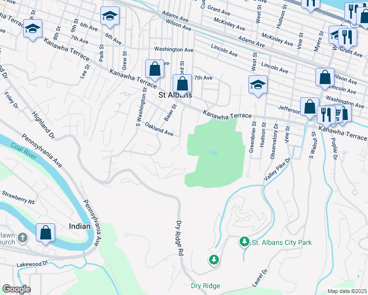 map of restaurants, bars, coffee shops, grocery stores, and more near 862 Ravens Ct in St Albans