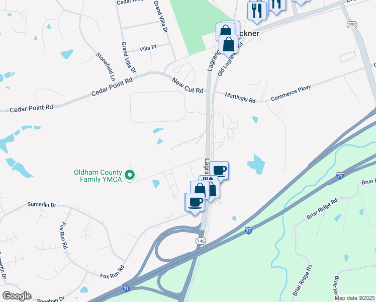 map of restaurants, bars, coffee shops, grocery stores, and more near 4701 Kentucky 146 in Buckner