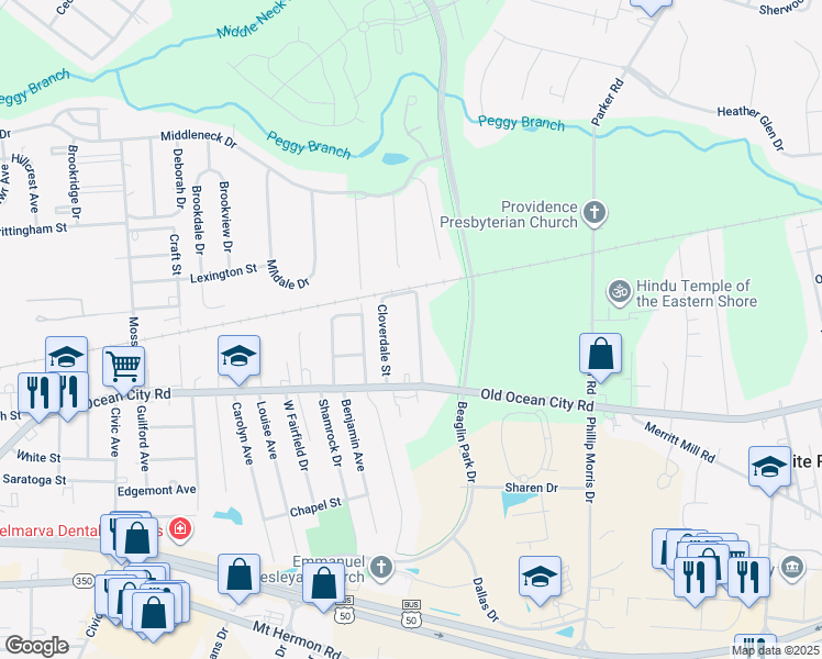 map of restaurants, bars, coffee shops, grocery stores, and more near 112 Roseberry Avenue in Salisbury
