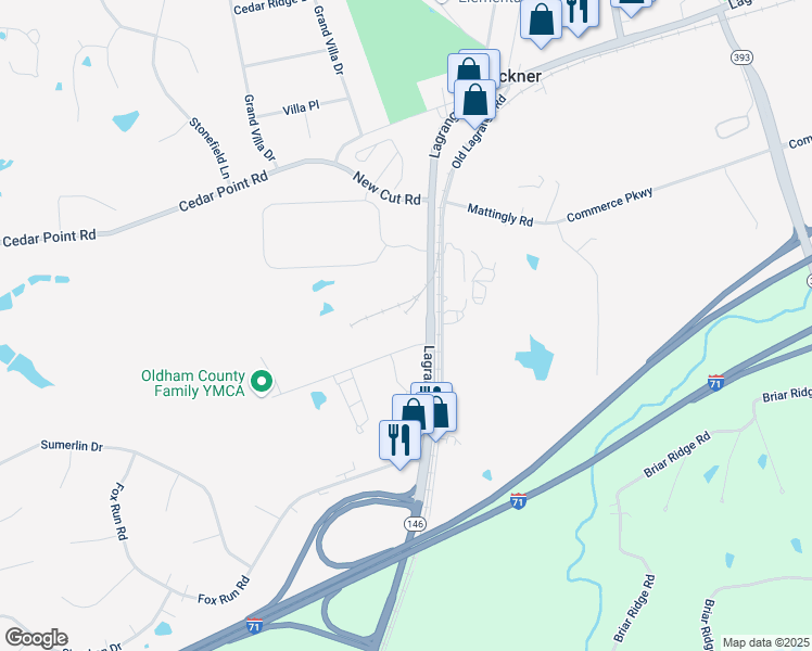 map of restaurants, bars, coffee shops, grocery stores, and more near 4701 Kentucky 146 in Buckner