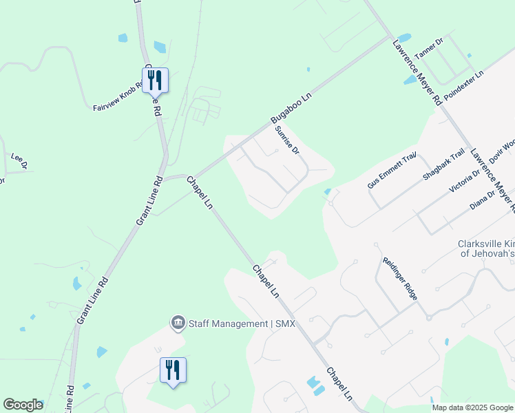 map of restaurants, bars, coffee shops, grocery stores, and more near 4115 Morning Drive in Sellersburg