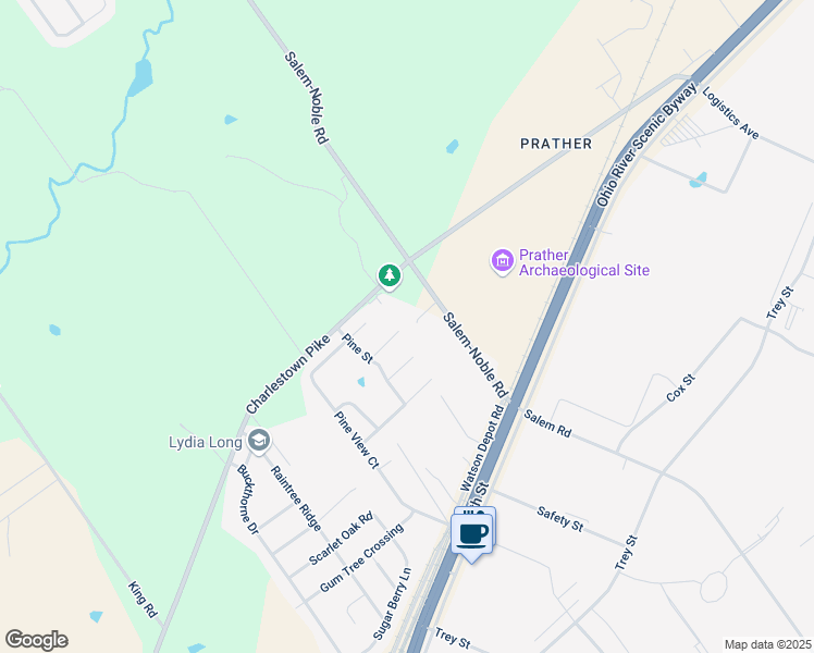 map of restaurants, bars, coffee shops, grocery stores, and more near 4823 John Noble Road in Jeffersonville