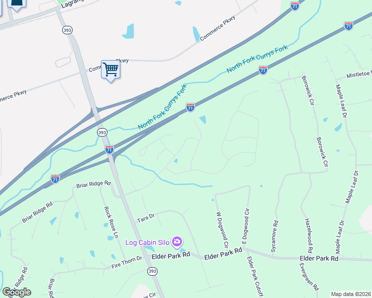 map of restaurants, bars, coffee shops, grocery stores, and more near Interstate 71 in La Grange