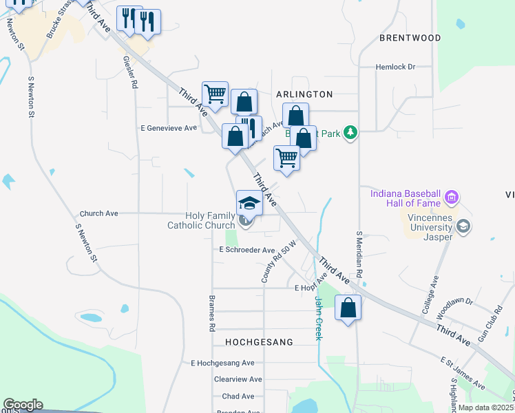 map of restaurants, bars, coffee shops, grocery stores, and more near 880 Holy Family Dr in Jasper