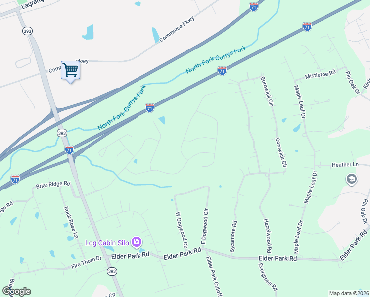 map of restaurants, bars, coffee shops, grocery stores, and more near 3401-3487 East Dogwood Circle in La Grange