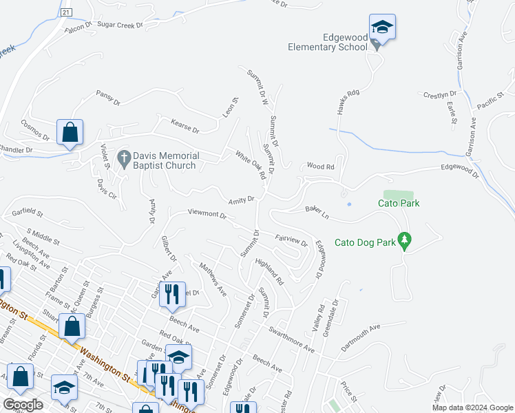map of restaurants, bars, coffee shops, grocery stores, and more near 1309 Summit Drive in Charleston