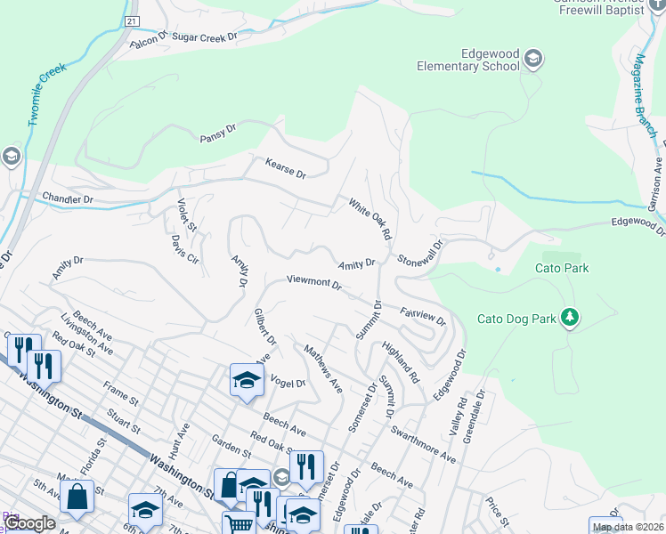 map of restaurants, bars, coffee shops, grocery stores, and more near 708-938 Viewmont Drive in Charleston