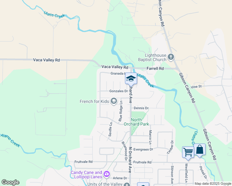 map of restaurants, bars, coffee shops, grocery stores, and more near 542 Gonzales Drive in Vacaville