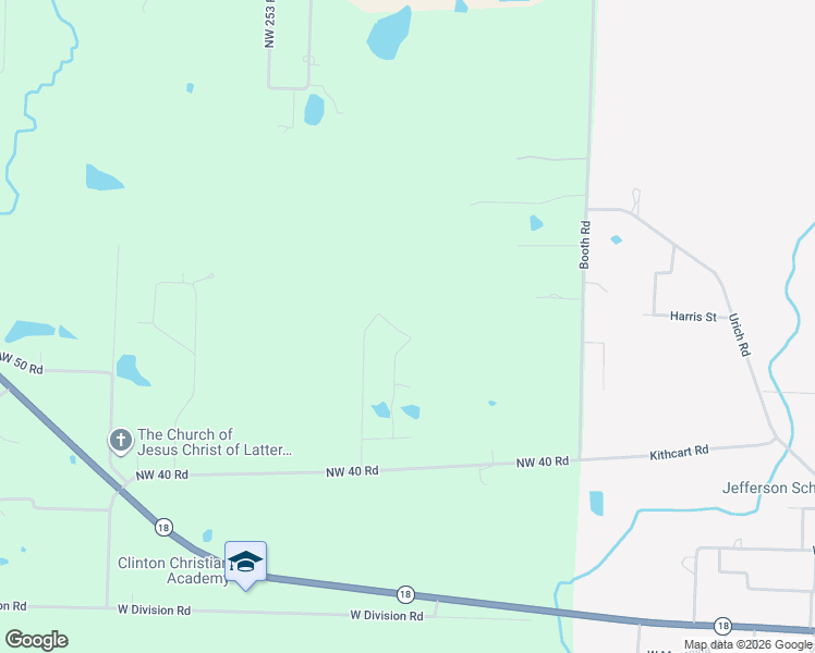 map of restaurants, bars, coffee shops, grocery stores, and more near Northwest 241 Road in Clinton