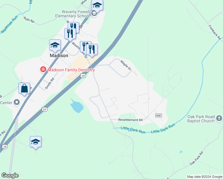 map of restaurants, bars, coffee shops, grocery stores, and more near 94 Duplex Lane in Madison