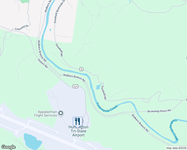 map of restaurants, bars, coffee shops, grocery stores, and more near 1263 Goodwill Road in Huntington