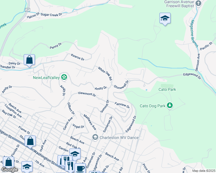 map of restaurants, bars, coffee shops, grocery stores, and more near 707 White Oak Road in Charleston