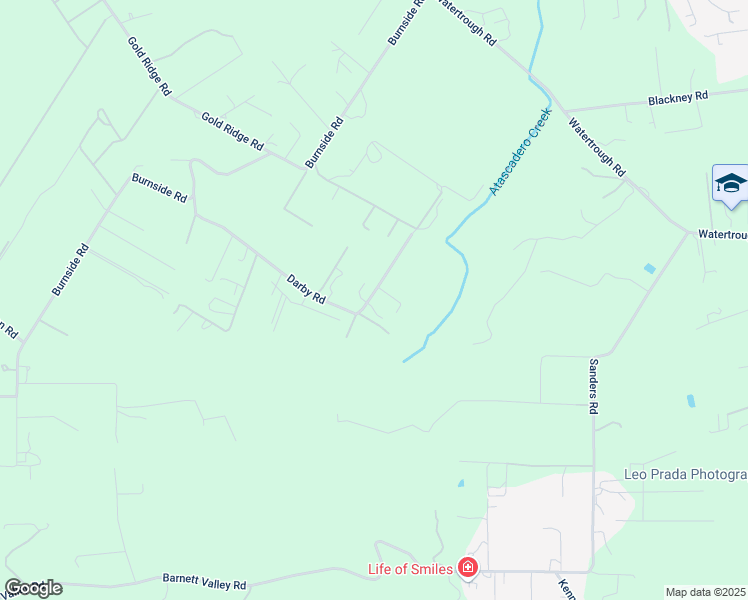 map of restaurants, bars, coffee shops, grocery stores, and more near 1747 Darby Road in Sebastopol