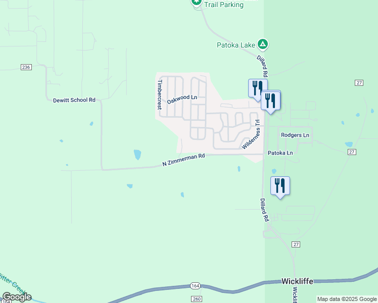 map of restaurants, bars, coffee shops, grocery stores, and more near 9260 North Zimmerman Road in Birdseye