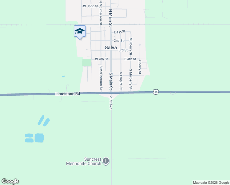 map of restaurants, bars, coffee shops, grocery stores, and more near 501 Limestone Road in Galva