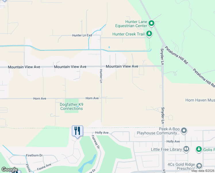 map of restaurants, bars, coffee shops, grocery stores, and more near 786 Hunter Lane in Santa Rosa