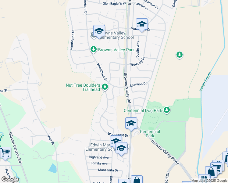 map of restaurants, bars, coffee shops, grocery stores, and more near 213 Alder Crest Way in Vacaville