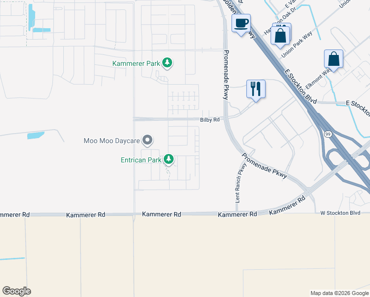 map of restaurants, bars, coffee shops, grocery stores, and more near 8813 Aria Way in Elk Grove