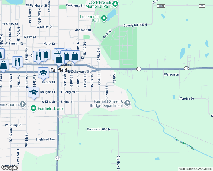 map of restaurants, bars, coffee shops, grocery stores, and more near Witter Drive in Fairfield